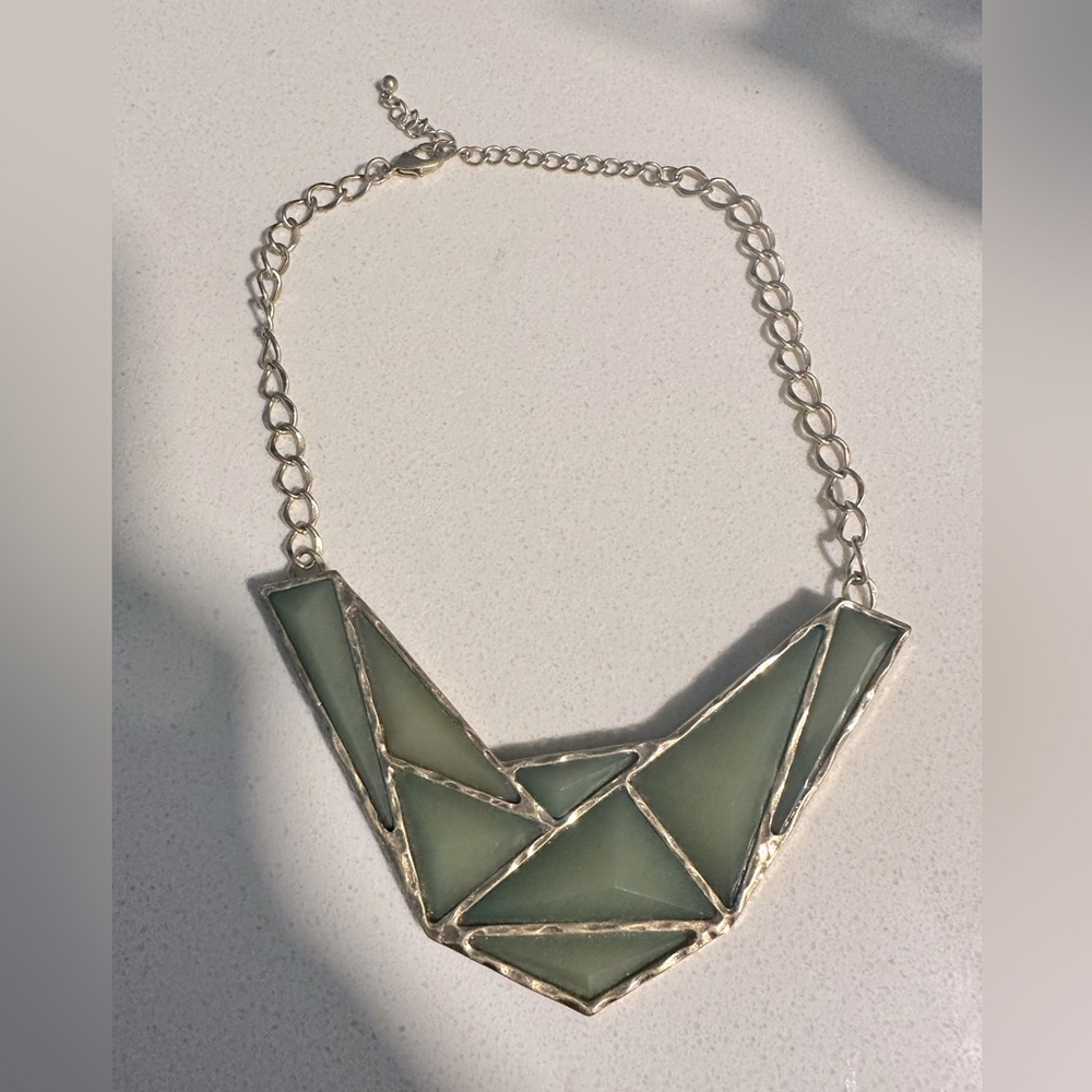 Vintage teal and gold statement necklace